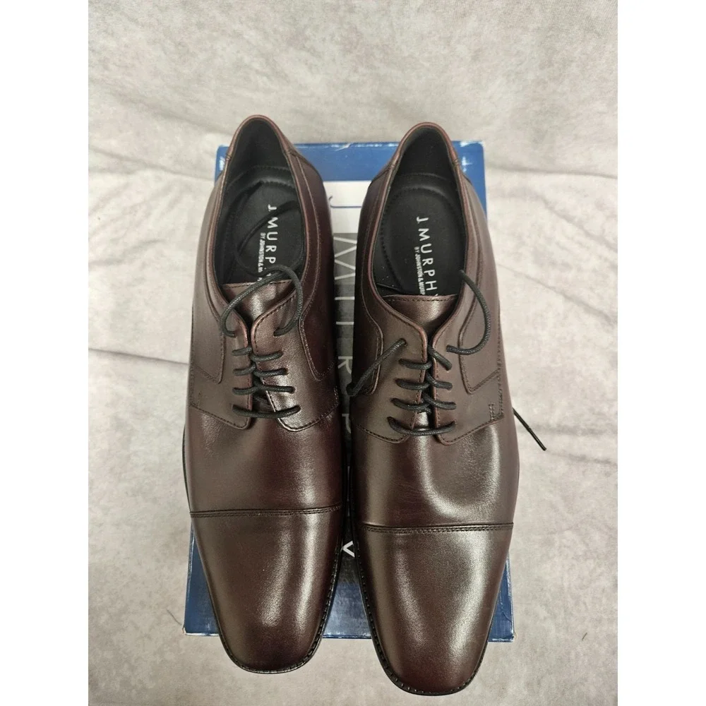 J. MURPHY MENS NOVICK CAP TOE LEATHER BURGANDY OXFORD SHOES SIZE 14D NEW